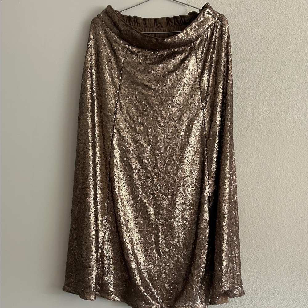 Salt Lake Clothing Shimmering Gold Maxi Skirt